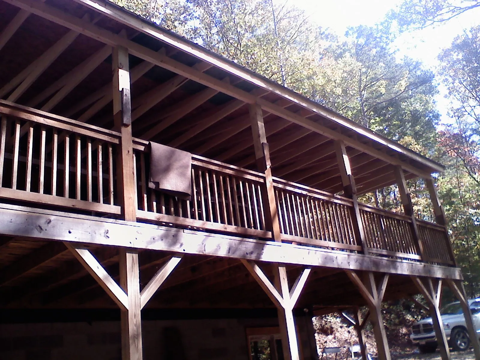 Timber framing under a new elevated porch and deck — Roof Leak Repair in Shelby by Roofing Brothers